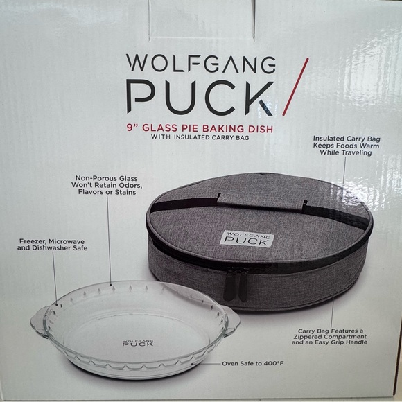 ***NEW Wolfgang Puck 3.6 qt Rectangular Glass Baker & 9” Glass Pie Baking Dish - Picture 5 of 6